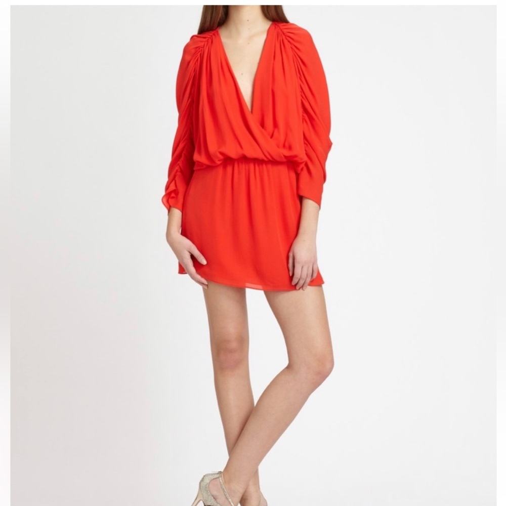 Parker silk dress red orange